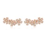 Pendientes de circón de flores Pendientes de plata de ley para mujer Pendientes simples, Rose Gold