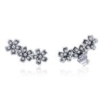 Pendientes de circón de flores Pendientes de plata de ley para mujer Pendientes simples, White