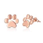 Pendientes de plata con huellas de gato y mascota a la moda para mujer, Rose Gold