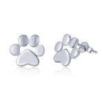 Pendientes de plata con huellas de gato y mascota a la moda para mujer, White