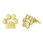 Pendientes de plata con huellas de gato y mascota a la moda para mujer, Gold