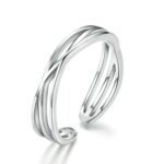 S925 Anillo plateado platino de plata esterlina Anillo abierto de moda simple