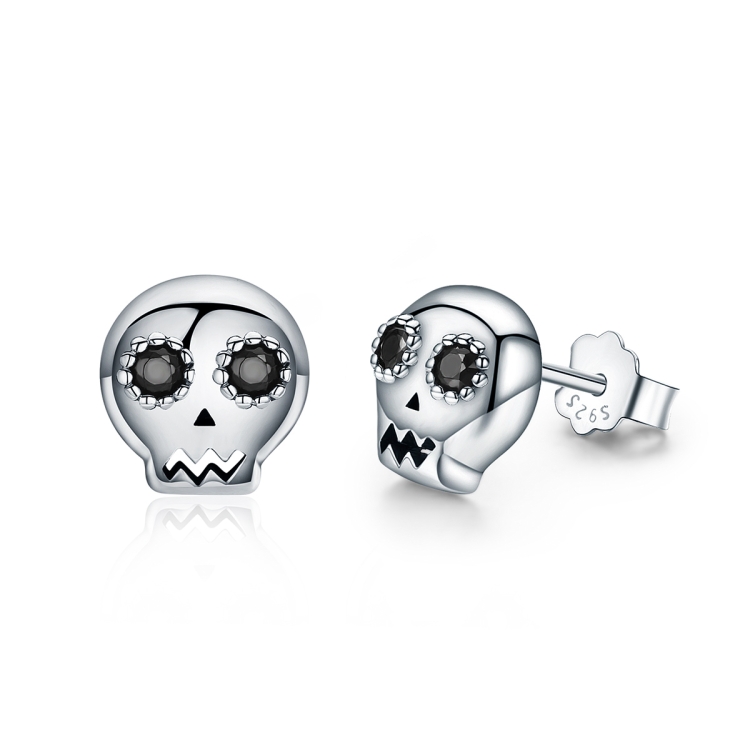TBD04267837.jpg Forma de calavera S925 Pendientes de botón de plata esterlina Pendientes de circonio - Imagen 1