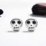 Forma de calavera S925 Pendientes de botón de plata esterlina Pendientes de circonio - Imagen 2
