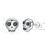 Forma de calavera S925 Pendientes de botón de plata esterlina Pendientes de circonio - Imagen 3