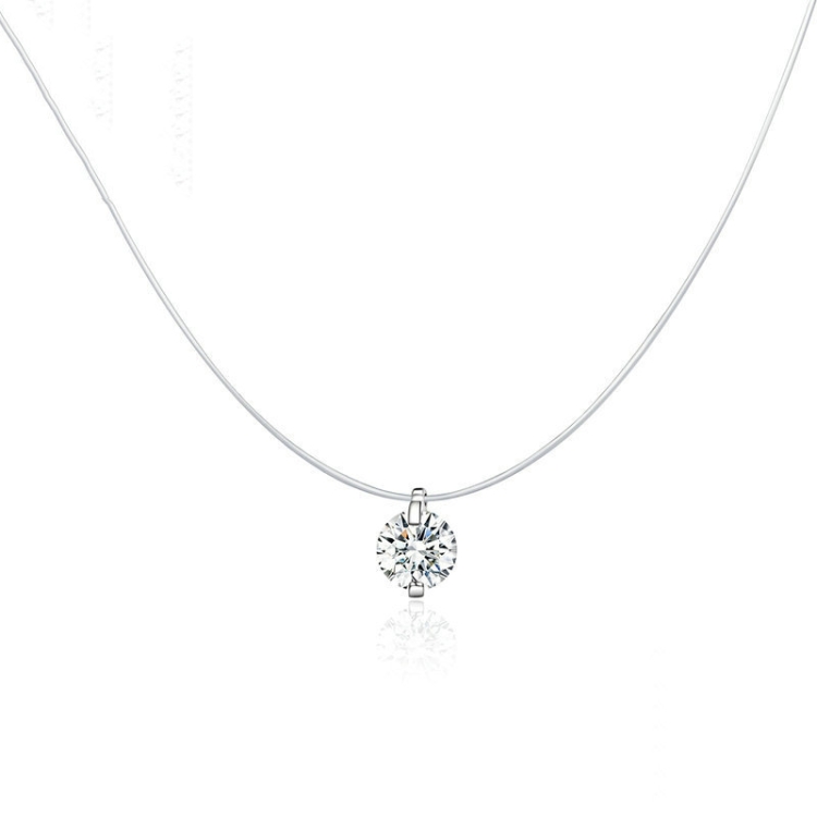 TBD04267838.jpg Collar Invisible Fish Line Colgante De Circón Collar De Plata Esterlina S925 - Imagen 1