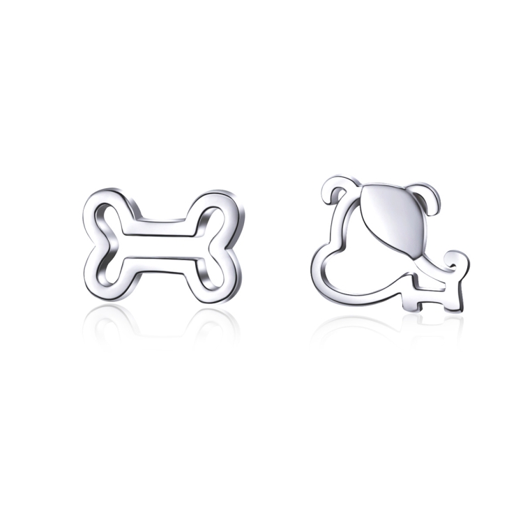 TBD04267841.jpg Pendientes de hueso de perro huecos de plata esterlina Joyería simple - Imagen 1