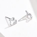 Pendientes de hueso de perro huecos de plata esterlina Joyería simple - Imagen 4