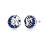 Aretes con personalidad de plata esterlina Moon Cat S925
