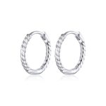 Pendientes circulares Pendientes de cuerda de cáñamo Plata de ley S925 Hebillas de oreja