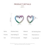 Pendientes de arcoíris Sterling Silver S925 Zircon en forma de corazón Accesorios para niñas - Imagen 5