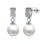 Pendientes de cuentas de concha S925 Pendientes de botón de plata esterlina con incrustaciones de joyería de plata