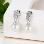 Pendientes de cuentas de concha S925 Pendientes de botón de plata esterlina con incrustaciones de joyería de plata - Imagen 2