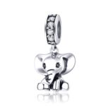S925 Plata de Ley Animal Elefante Colgante DIY Pulsera Accesorios