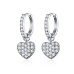 Pendientes en forma de corazón Pendientes de circonitas Pendientes de botón S925 de plata esterlina