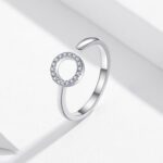Anillo de plata esterlina S925 Anillo de joyería simple de circonita chapada en platino