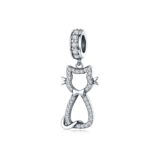 S925 colgante de plata esterlina Diy pulsera accesorios circón gato colgante joyería