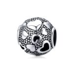 Vintage Love Beaded Sterling Silver S925 Round Beads DIY Pulsera Accesorios de joyería