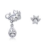 Pendientes retro de gato de plata esterlina S925 Pendientes femeninos