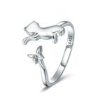 Anillo de plata esterlina S925 Cats Companion Fashion Ring