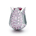 Accesorios de plata esterlina S925, accesorios de pulsera con colgante de tulipán de cuentas de plata con personalidad