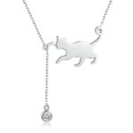Naughty Kitten S925 Collar de plata esterlina con circonitas