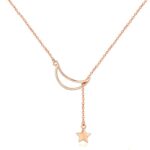 Star Moon S925 Collar De Plata De Ley Chapado En Oro Rosa