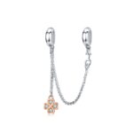 S925 Cadena de seguridad de trébol chapado en platino de plata esterlina Accesorios de pulsera de bricolaje