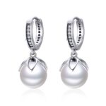 Pendientes redondos de cuentas de concha Pendientes de plata sencillos para mujer