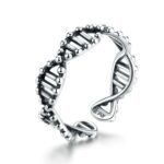 Anillo de plata esterlina S925 Anillo abierto vintage con forma de ADN