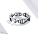 Anillo de plata esterlina S925 Anillo abierto vintage con forma de ADN - Imagen 2