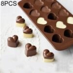 Molde de bandeja de hielo de chocolate con forma de amor de silicona de 8 piezas
