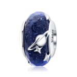 S925 Colgante de plata esterlina Cielo estrellado Perlas de vidrio facetado Perlas sueltas interestelares azules