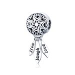 S925 plata esterlina patrón hueco en forma de corazón cuentas sueltas pulsera de bricolaje cuentas de letras