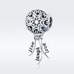 S925 plata esterlina patrón hueco en forma de corazón cuentas sueltas pulsera de bricolaje cuentas de letras - Imagen 2