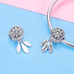 S925 plata esterlina patrón hueco en forma de corazón cuentas sueltas pulsera de bricolaje cuentas de letras - Imagen 5