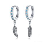 Pendientes de plumas de plata esterlina S925