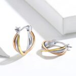 Pendientes simples de plata esterlina S925 Pendientes elegantes para mujer - Imagen 2