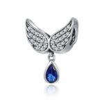 S925 plata esterlina alas azules en forma de gota cuentas sueltas DIY pulsera accesorios