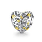 S925 cuentas de árbol de la vida huecas en forma de corazón de plata esterlina accesorios de pulsera DIY