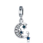 S925 plata esterlina en forma de corazón brillante cielo estrellado platino colgante DIY pulsera accesorios