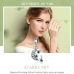 S925 plata esterlina en forma de corazón brillante cielo estrellado platino colgante DIY pulsera accesorios - Imagen 3
