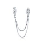 S925 Cadena de seguridad de cadena simple de dos capas de plata esterlina Accesorios de pulsera DIY