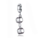 S925 Colgante con mancuernas de plata esterlina Equipo de fitness Correa Charm Accesorios de pulsera de bricolaje
