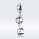 S925 Colgante con mancuernas de plata esterlina Equipo de fitness Correa Charm Accesorios de pulsera de bricolaje - Imagen 2
