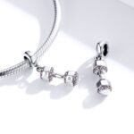 S925 Colgante con mancuernas de plata esterlina Equipo de fitness Correa Charm Accesorios de pulsera de bricolaje - Imagen 5