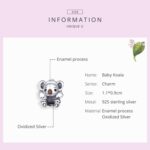 Accesorio de pulsera de bricolaje con cuentas de animales Koala lindo de plata esterlina S925 - Imagen 5