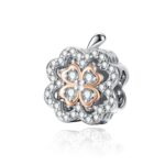 Trébol de cuatro hojas Zircon con cuentas S925 Plata esterlina DIY Pulsera Accesorios