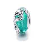S925 plata esterlina verde sirena cuentas de vidrio facetado DIY pulsera accesorios