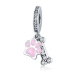 S925 Perlas de diamantes con huella de perro de plata esterlina Accesorios de pulsera de bricolaje